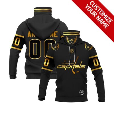 Washington Capitals #00 Nhl Team Black Jersey Style Custom Number Name For Washington Capitals Fans Gaiter Hoodie GH0360