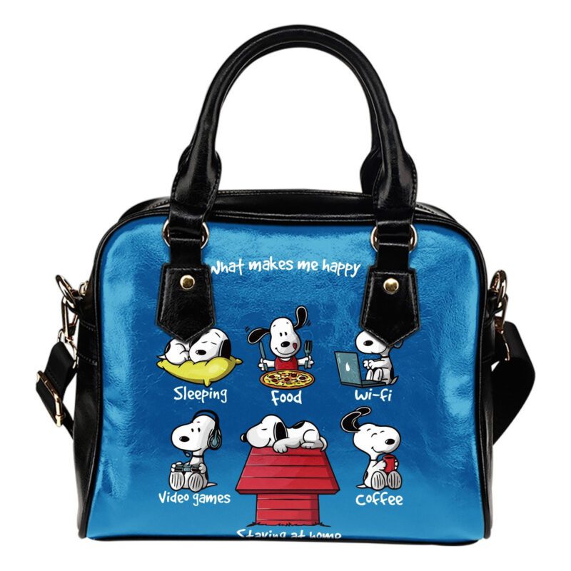 What Makes Me Happy Snoopy Lady Leather Shoulder Hand Bag SB0085