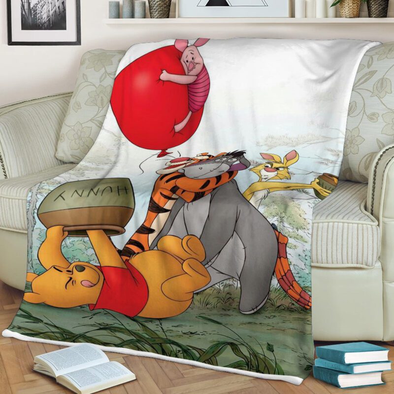 Winnie The Pooh And Eeyore Tigger Piglet Funny Cartoon Disney Gift For Fan Comfy Sofa Throw Blanket Gift