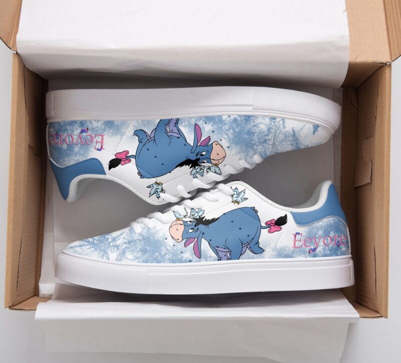 Winnie The Pooh Eeyore In Snow Low Top Leather Skate Shoes