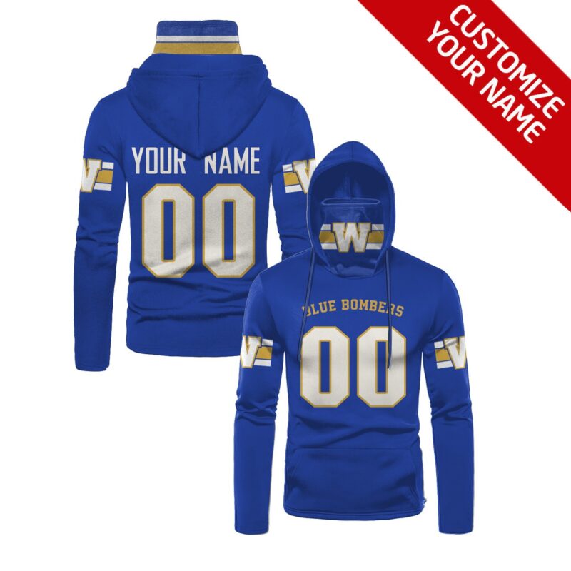 Winnipeg Blue Bombers #00 Grey Cup Champion Blue Racing Suit Style Custom Number Name For Blue Bombers Fans Gaiter Hoodie GH0621