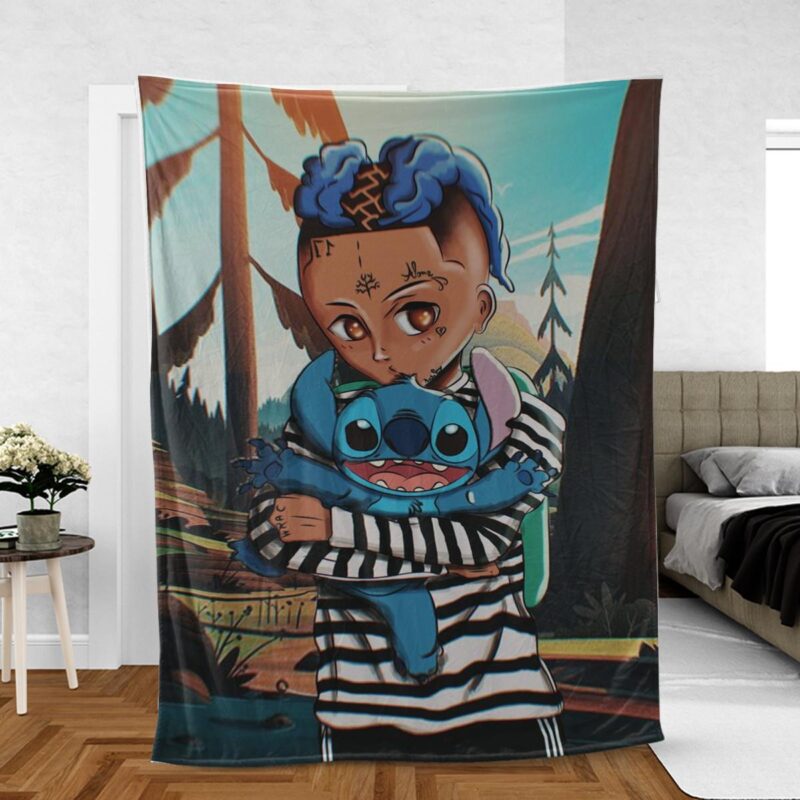 XXXTentacion Rapper & Stitch Gift For Fan Comfy Sofa Throw Blanket Gift