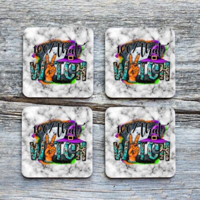100% Percent That Witch Halloween Drinkware Coasters (Set of 4)