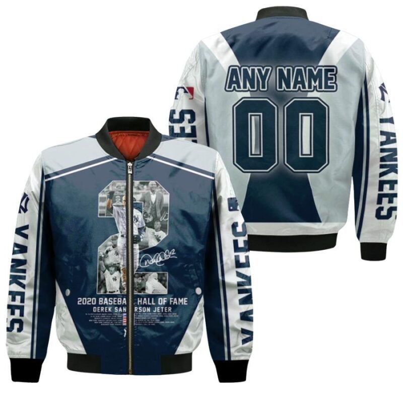 2020 Baseball Hall Of Fame Derek Sanderson Jeter New York Yankees 2 3D Allover Gift With Custom Number Name For Yankees Fans Bomber Jacket BJ00109