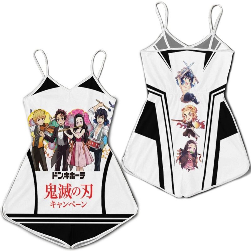 Agatsuma Zenitsu Kamado Tanjiro Kamado Nezuko Tomioka Giyu Play Musician Kimetsu No Yaiba Romper RJ01682