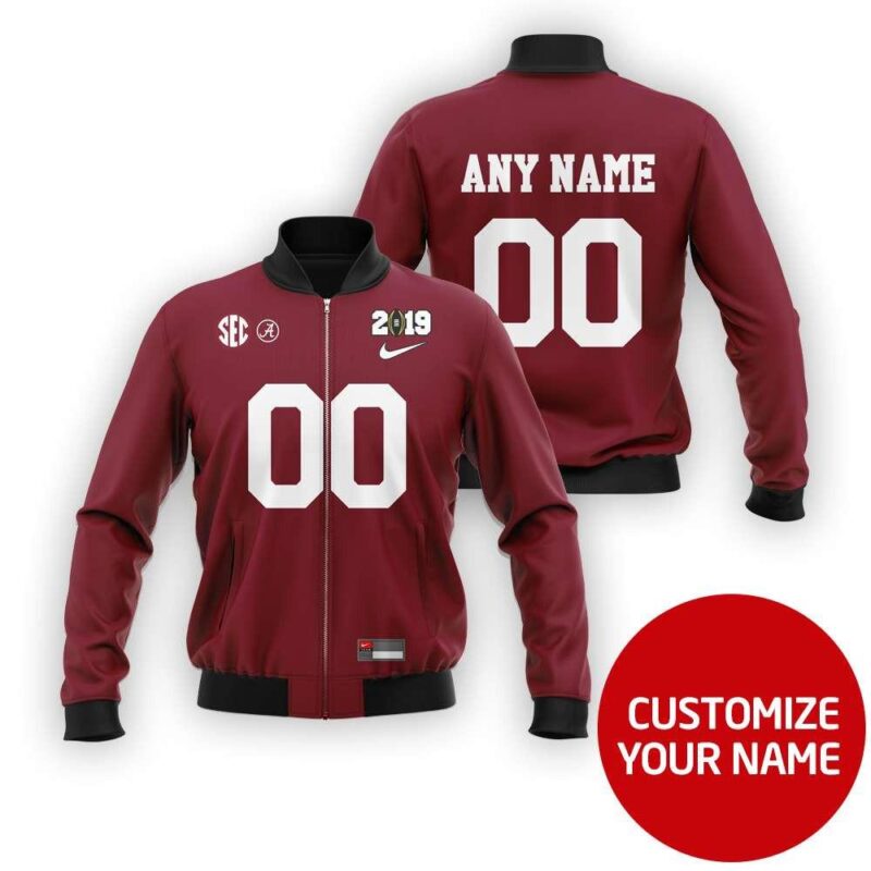 Alabama Crimson Tide #00 Personalized Crimson Jersey Style Gift With Custom Number Name For Alabama Fans Bomber Jacket BJ03623