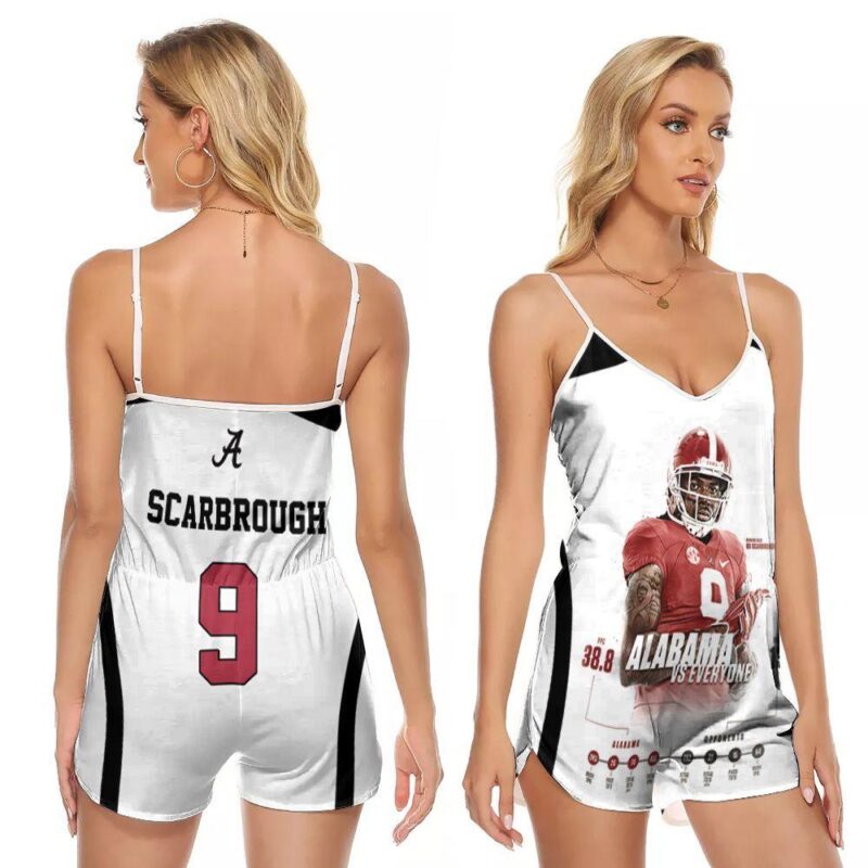 Alabama Crimson Tide Bo Scarbrough 9 Great Player Football Gift For Alabama Fans V-neck Romper Jumpsuit RJ00851