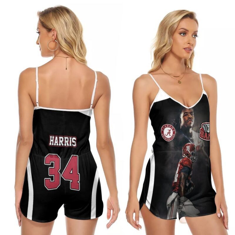 Alabama Crimson Tide Damien Harris 34 Great Player Football Gift For Alabama Fans V-neck Romper Jumpsuit RJ00795