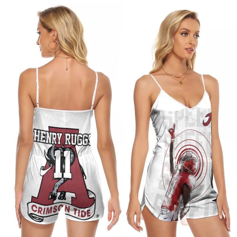 Alabama Crimson Tide Henry Ruggs Iii 11 Great Player University Football Team Gift For Alabama Fans V-neck Romper Jumpsuit RJ00907