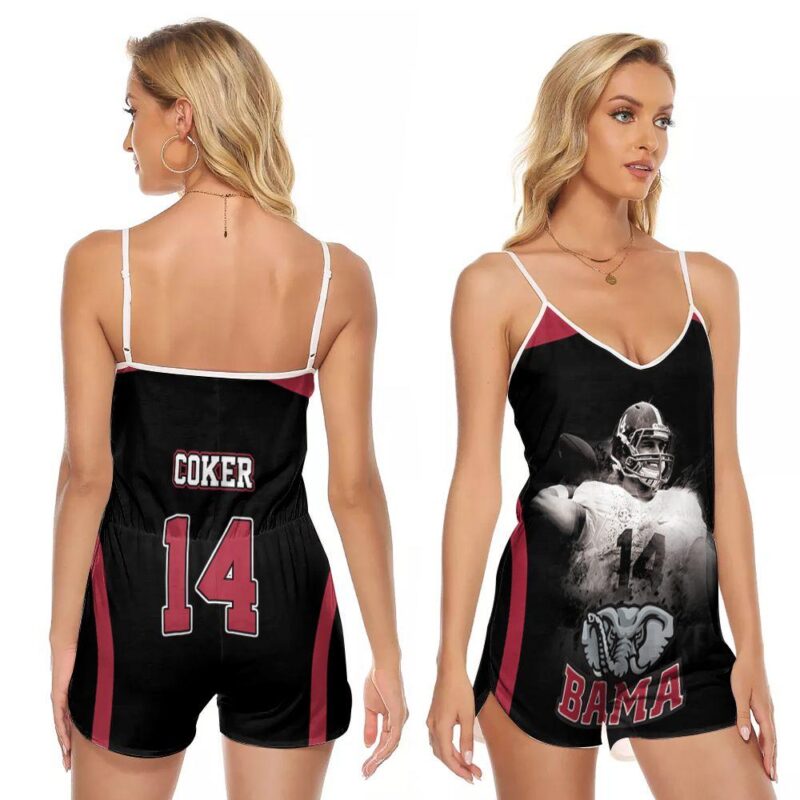 Alabama Crimson Tide Jake Coker 14 Legend Player NFL American Football Team Gift For Alabama Fans Jake Coker Lovers V-neck Romper Jumpsuit RJ00750