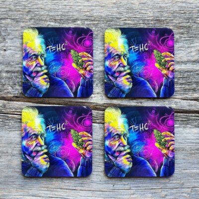 Albert Einstein THC Drinkware Coaster (Set of 4)