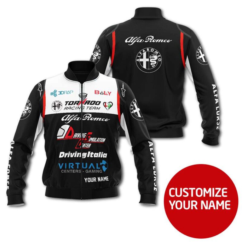 Alfa Romeo Virtual Auto Racing Team Costume 3D Personalized Design Gift With Custom Name For Alfa Fans Bomber Jacket BJ04054