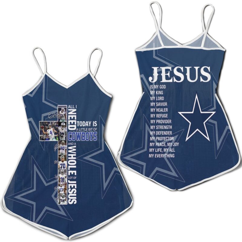 All I Need Today Is Little Bit Dallas Cowboys And Whole Lots Of Jesus 3d jersey Romper RJ04601