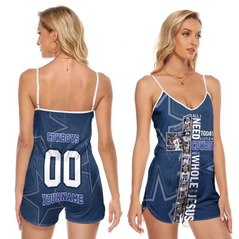 All I Need Today Is Little Bit Dallas Cowboys And Whole Lots Of Jesus Personalized Custom Name Gift For Dallas Cowboys Fans Romper Jumpsuit RJ00720