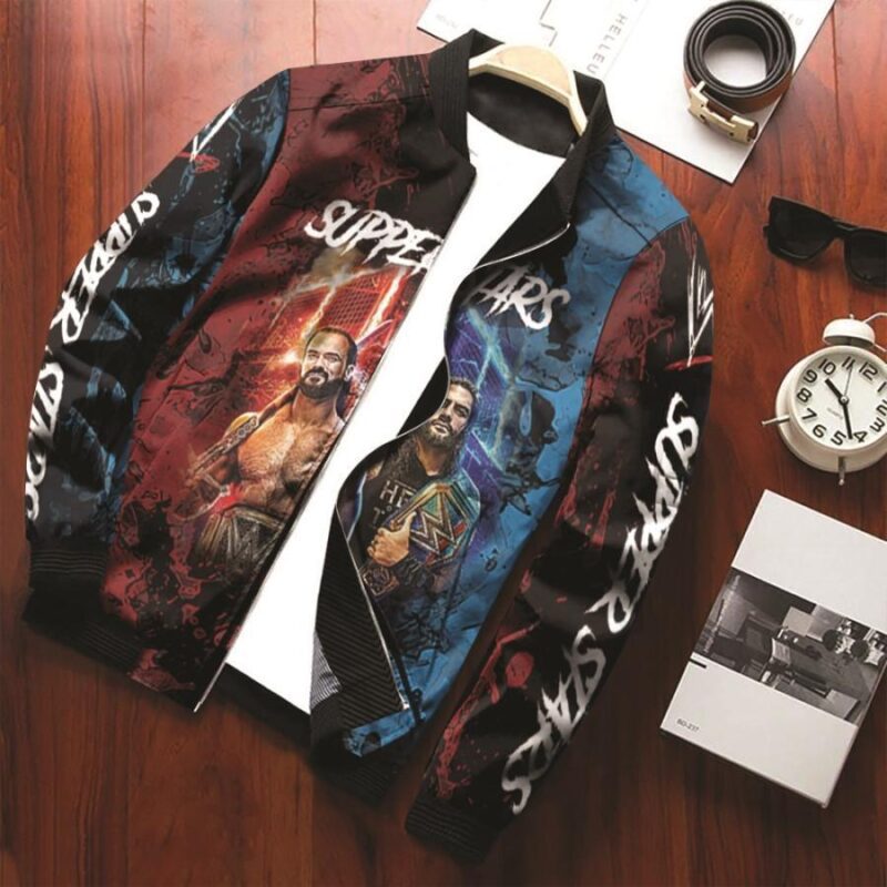 All stars Roman Reigns Super Stars Championship WWE Legends Professional Wrestle Black Bomber Jacket Gift For WWE Fans BJ03317