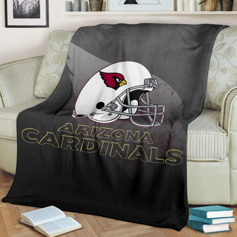 American Football Team Fleece Blanket Arizona Cardinals Grey Silhouette White Helmet Fleece Blanket 1