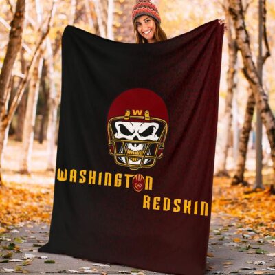 American Football Team Fleece Blanket Washington Redskin Skull Wearing Helmet Fleece Blanket 3