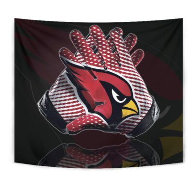 American Football Team Tapestry - Arizona Cardinals Head Artwork On Gloves Tapestry Wall Hanging