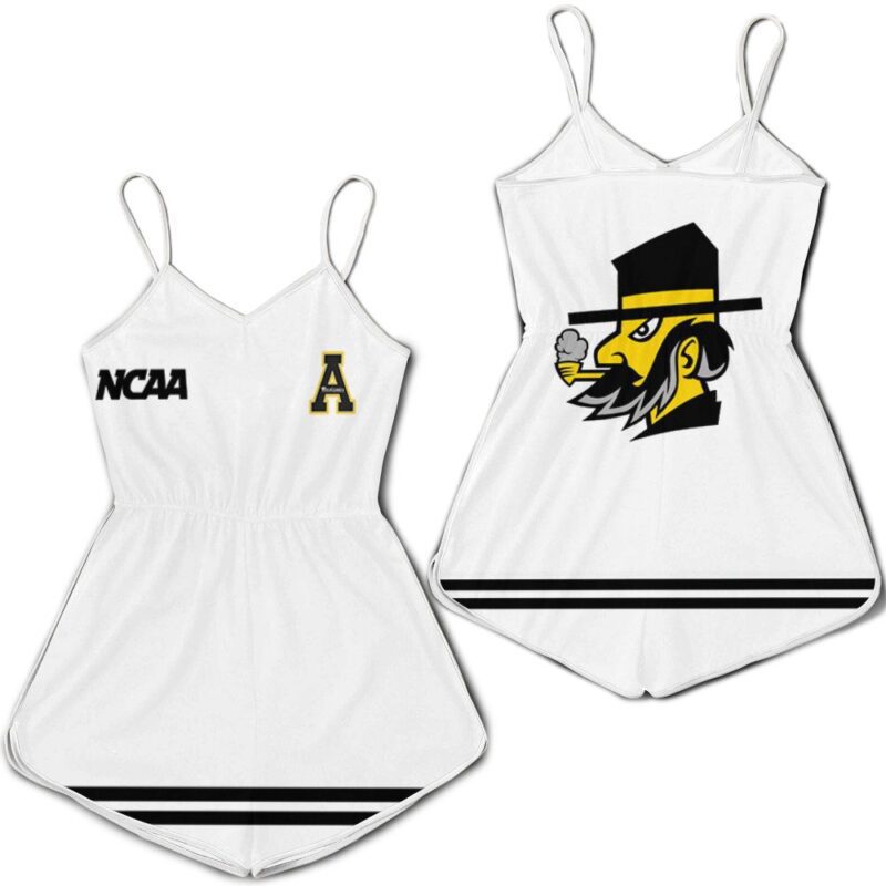 Appalachian State Mountaineers Ncaa Classic White With Mascot Logo Gift For Appalachian State Mountaineers Fans Romper Jumpsuit RJ01621