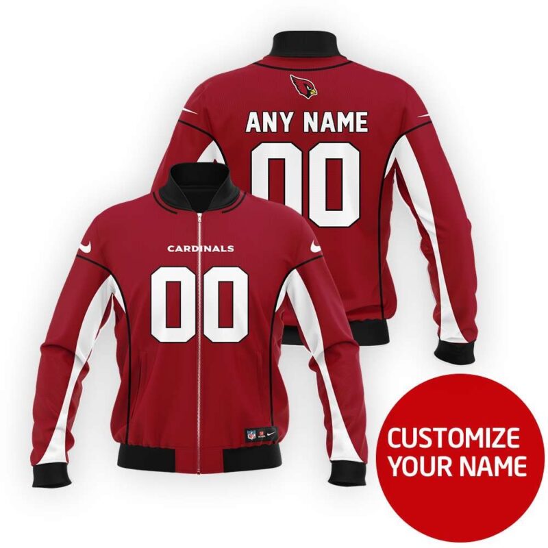 Arizona Cardinals #00 Personalized Red Jersey Style Gift With Custom Number Name For Cardinals Fans Bomber Jacket BJ03785