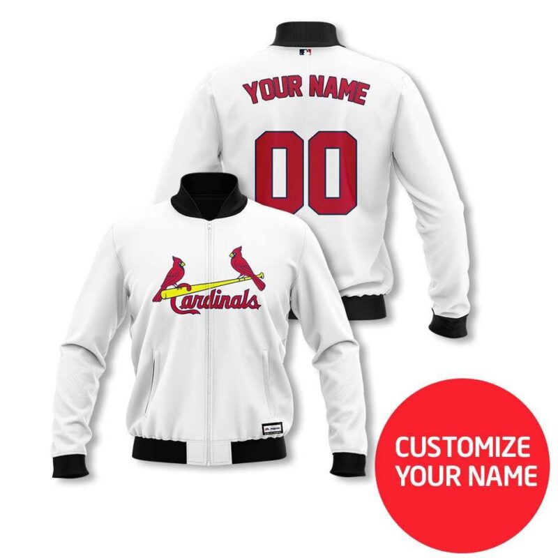 Arizona Cardinals #00 Personalized White Jersey Style Gift With Custom Number Name For Cardinals Fans Bomber Jacket BJ03866