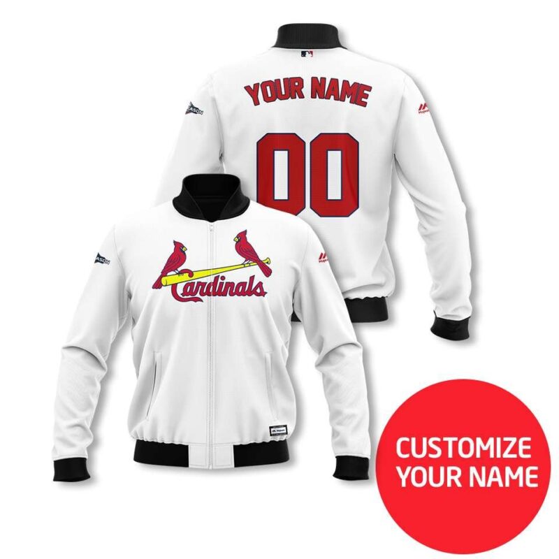 Arizona Cardinals #00 Personalized White Jersey Style Gift With Custom Number Name For Cardinals Fans Bomber Jacket BJ04051