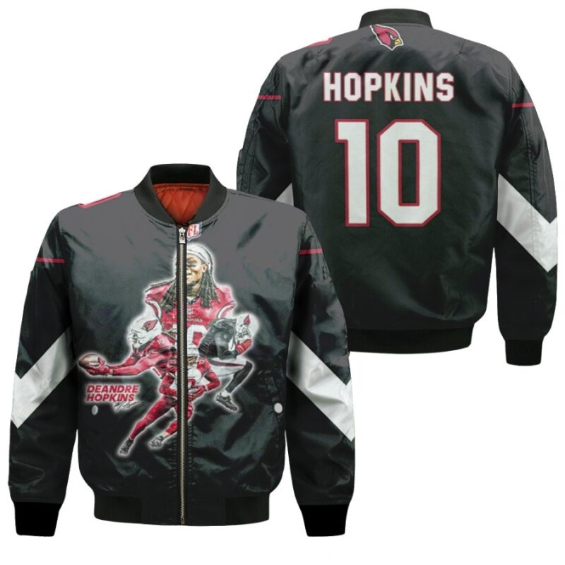 Arizona Cardinals DeAndre Hopkins 10 NFL Legendary Captain Black Gift For Cardinals Fans Bomber Jacket BJ00789