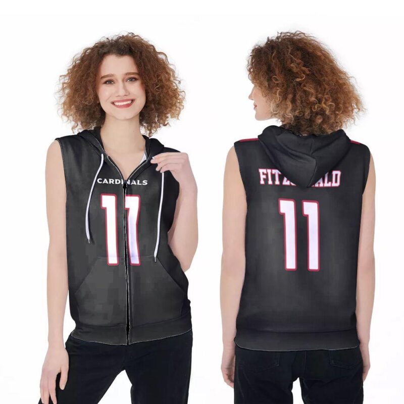 Arizona Cardinals Larry Fitzgerald 11 Great Player Youth Alternate Game Black 2019 Jersey Style Gift For Cardinals Fans Zip Sleeveless Hoodie ZSH1108