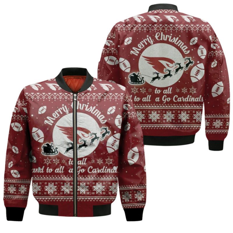 Arizona Cardinals To All And To All A Go Cardinals Ugly Christmas Festive Gift For Arizona Cardinals Fans Bomber Jacket BJ01013