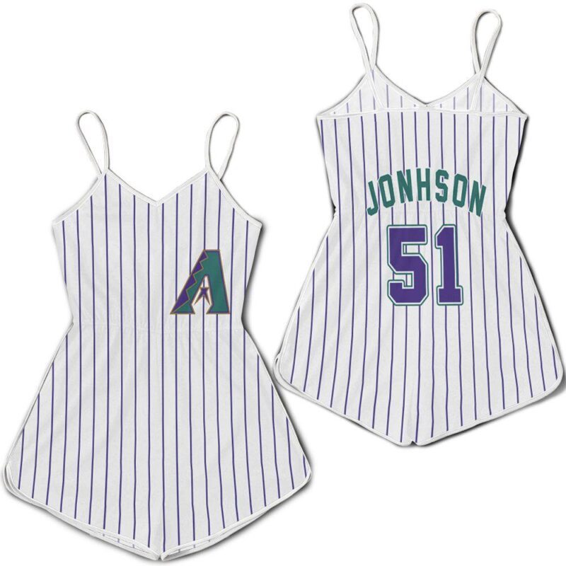 Arizona Diamondbacks Randy Johnson 51 2020 Mlb White Purple Jersey Inspired Romper RJ02095