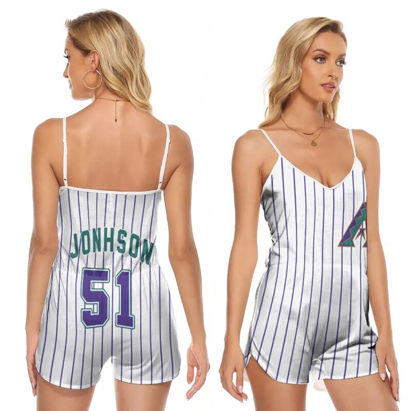 Arizona Diamondbacks Randy Johnson 51 MLB Baseball Team Gift For Diamondbacks Fans V-neck Romper Jumpsuit RJ01225