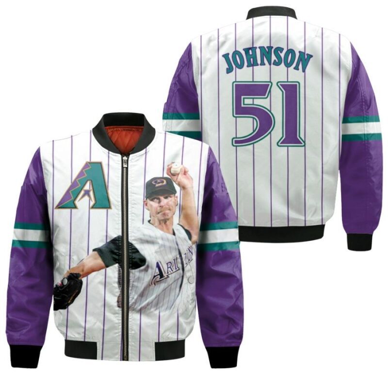 Arizona Diamondbacks Randy Johnson 51 Player Purple Jersey Gift For Dbacks Fans Bomber Jacket BJ00315