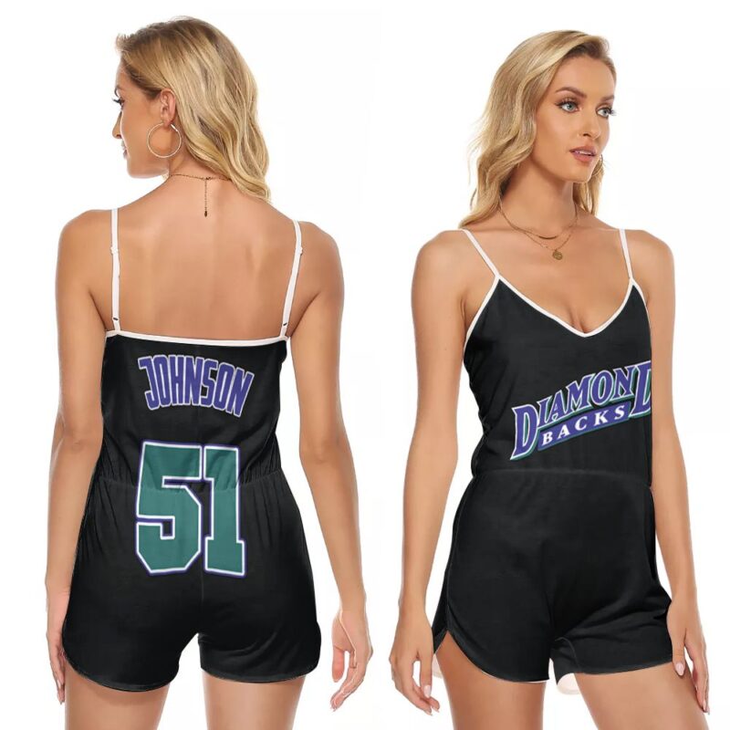 Arizona Diamondbacks Randy Johnson MLB Youth Cooperstown Collection Mesh Black 2019 Gift For Diamondbacks Fans V-neck Romper Jumpsuit RJ01485