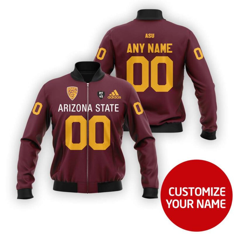 Arizona State Sun Devils #00 Personalized Maroon Jersey Style Gift With Custom Number Name For Arizona State Fans Bomber Jacket BJ03695