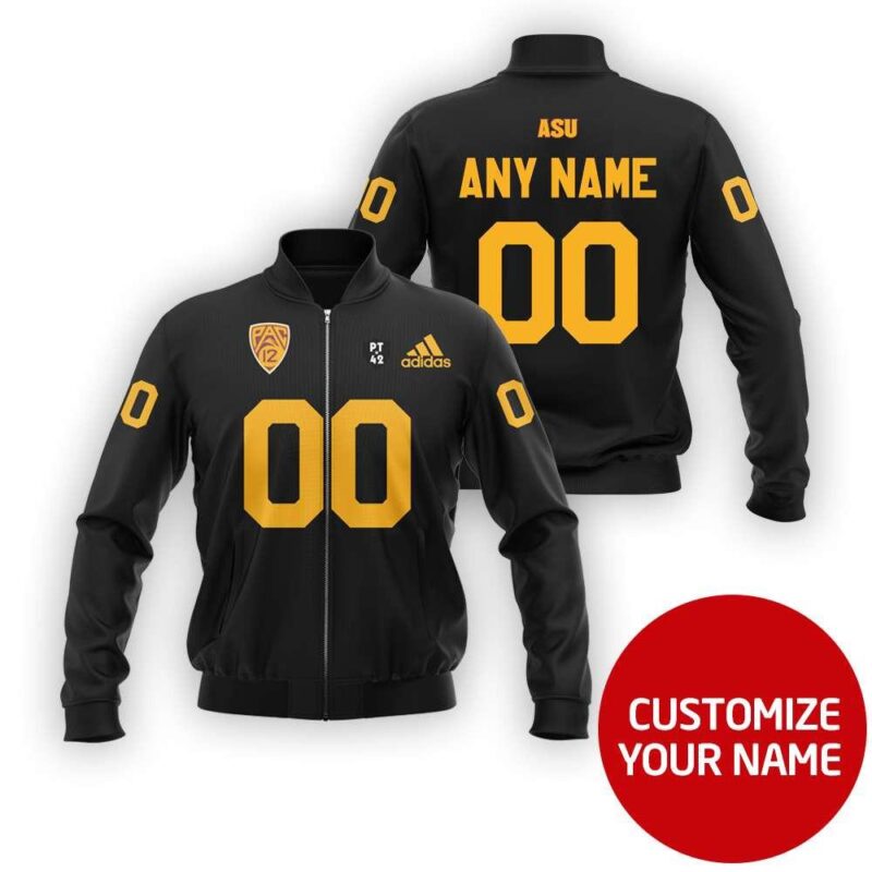 Arizona State Sun Devils Ncaa Sport Team Black Personalized Number Name Gift Jersey Style For Sun Devils Fans Bomber Jacket BJ03811