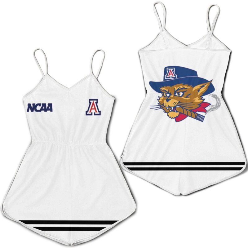 Arizona Wildcats Ncaa Classic White With Mascot Logo Gift For Arizona Wildcats Fans Romper Jumpsuit RJ01623