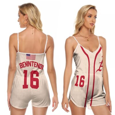 Arkansas Razorbacks Andrew Benintendi #16 MLB Baseball Team Benintendi College Gift For Arkansas Fans 1 V-neck Romper Jumpsuit RJ05346