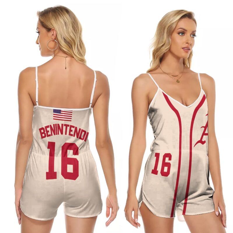 Arkansas Razorbacks Andrew Benintendi #16 MLB Baseball Team Benintendi College Gift For Arkansas Fans 1 V-neck Romper Jumpsuit RJ05346