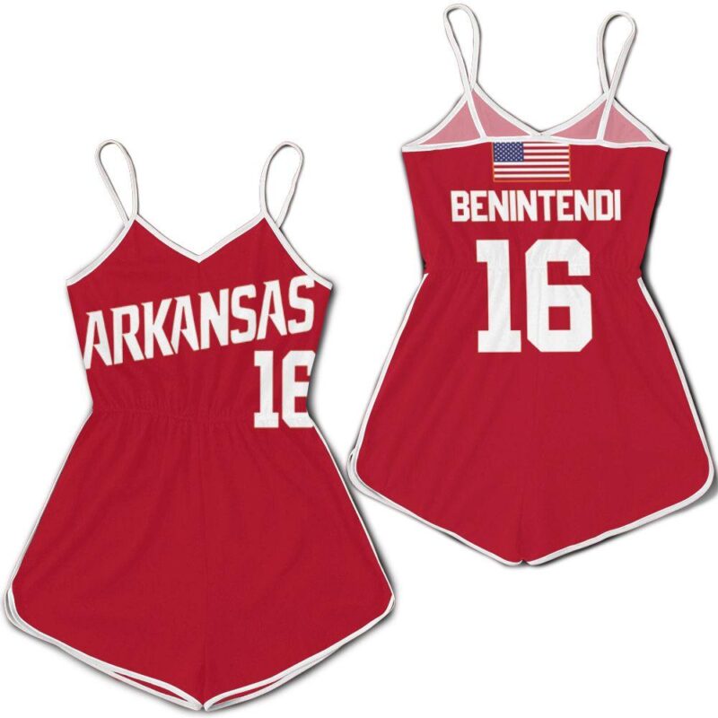 Arkansas Razorbacks Andrew Benintendi #16 MLB Baseball Team Benintendi College Red Gift For Arkansas Fans Romper Jumpsuit RJ05494