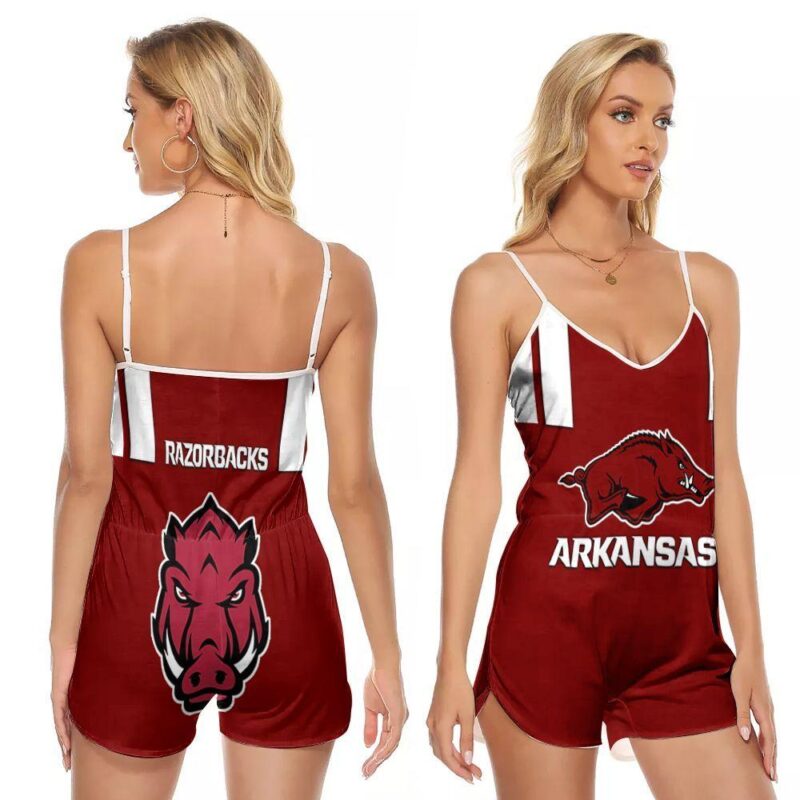 Arkansas Razorbacks Ncaa University Football Basketball Team Logo Gift For Razorbacks Fans V-neck Romper Jumpsuit RJ01602