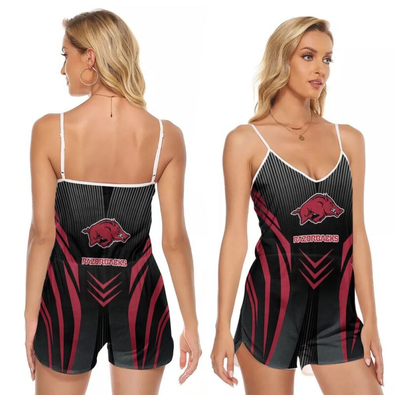 Arkansas Razorbacks football American NFL Team Logo Gift For Arkansas Razorbacks Fans football American Lovers V-neck Romper Jumpsuit RJ00614