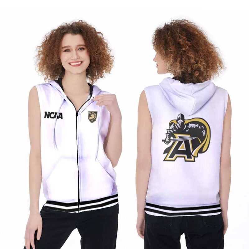 Army Black Knights Ncaa Classic White With Mascot Logo Gift For Army Black Knights Fans Zip Sleeveless Hoodie ZSH0424