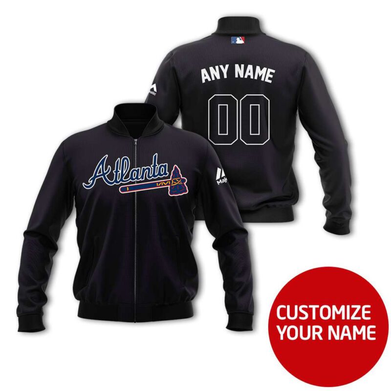 Atlanta Braves #00 Personalized Black Jersey Style Gift With Custom Number Name For Braves Fans Bomber Jacket BJ00035