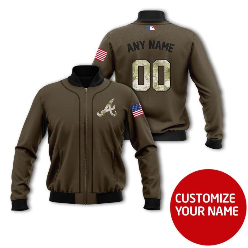 Atlanta Braves #00 Personalized Brown Jersey Style Gift With Custom Number Name For Braves Fans Bomber Jacket BJ03683