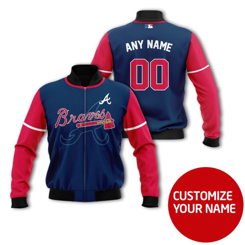 Atlanta Braves #00 Personalized Navy Blue Jersey Style Gift With Custom Number Name For Braves Fans Bomber Jacket BJ04005