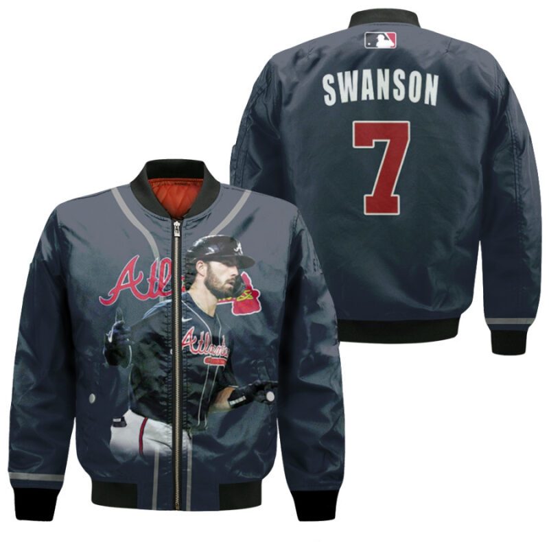 Atlanta Braves Dansby Swanson 7 Player Blue Jersey Gift For Braves Fans Bomber Jacket BJ00304
