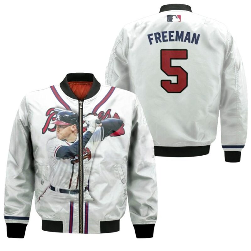 Atlanta Braves Freddie Freeman 05 Majestic 2019 Home Player 2019 White Jersey Style Gift For Braves Fans Bomber Jacket BJ00297