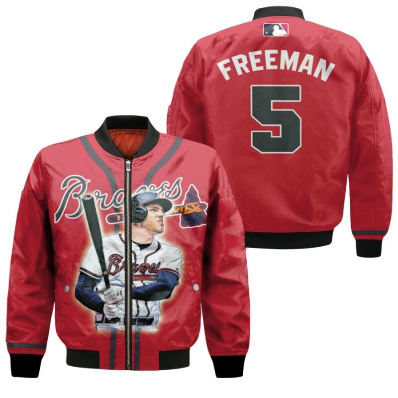 Atlanta Braves Freddie Freeman 5 NFL Legendary Captain Red Gift For Braves Fans Bomber Jacket BJ04282