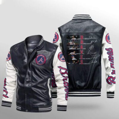 Atlanta Braves Legend Members Signed MLB Baseball Team Gift For Braves Fans Leather Bomber Jacket LBJ0207
