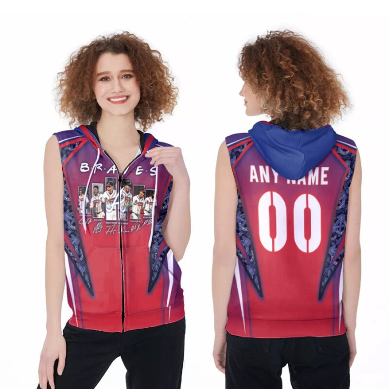Atlanta Braves Legends Captain MLB Baseball Team Logo 3D Designed Allover Gift With Custom Name Number For Braves Fans Zip Sleeveless Hoodie ZSH1634